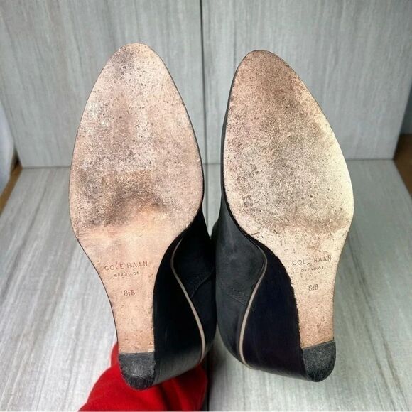 Cole Haan Boots Women 8.5 Balthasar Chelsea Black Leather Ankle Top Wedge D42310 - Picture 9 of 10